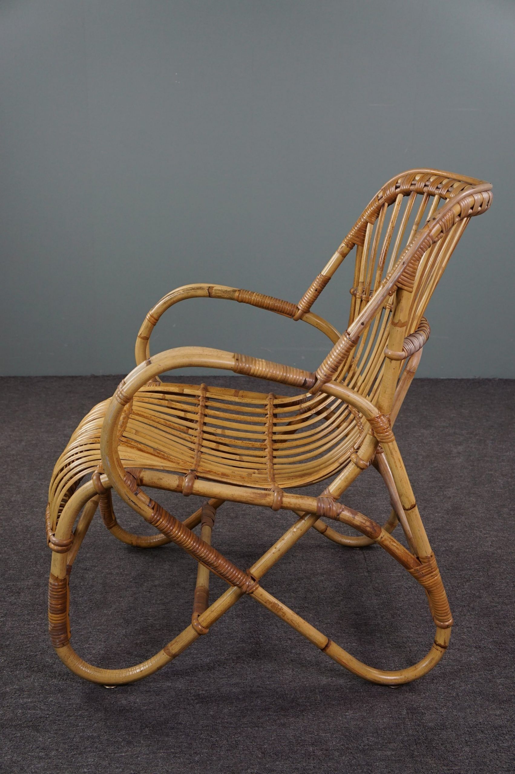 Rattan armchair with armrests 1950