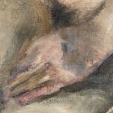 Melancholic female nude, in a sculpted baroque frame