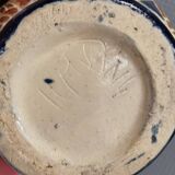 Small delicious blue ceramic vase with floral decoration. Sweden 1970s