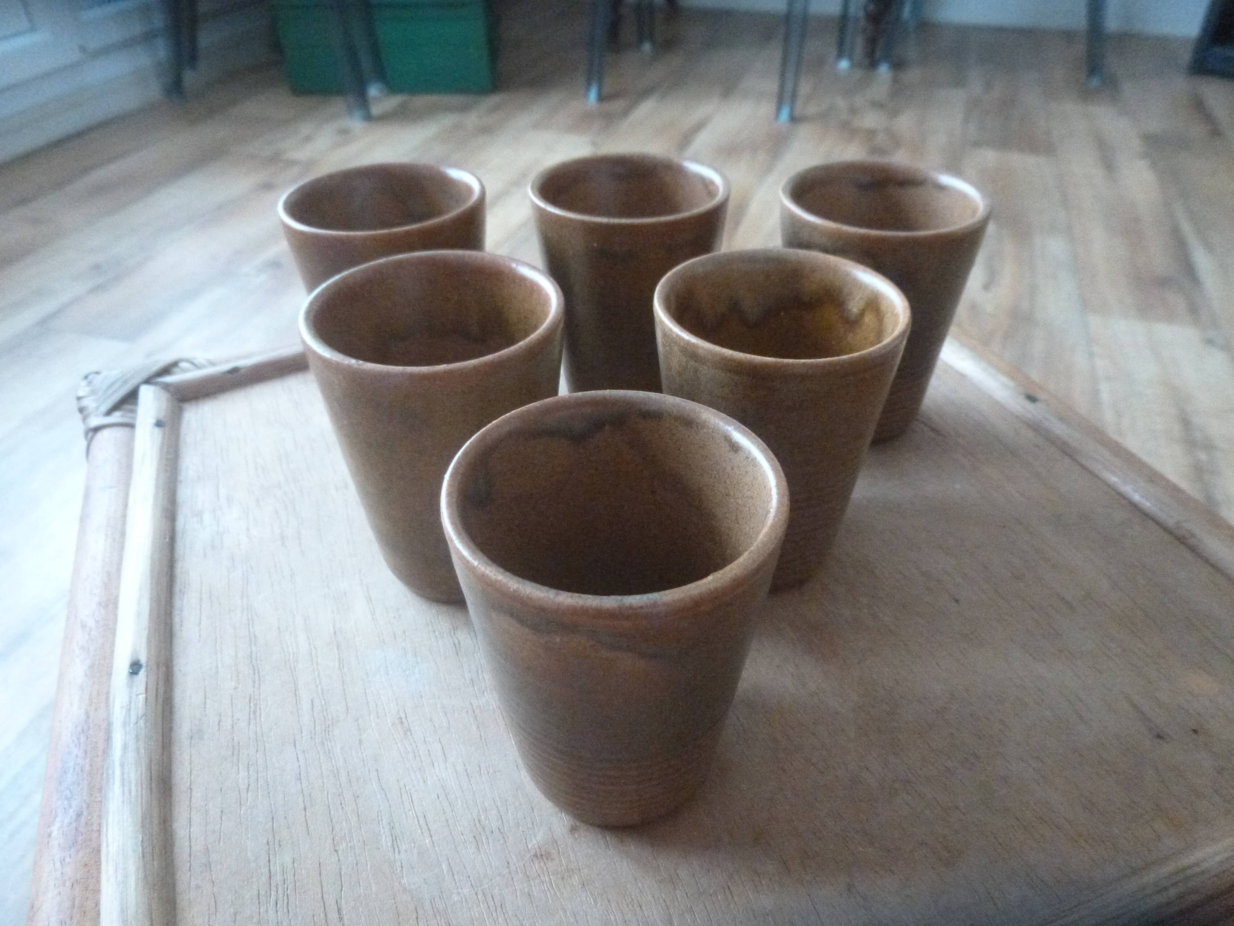 Set of 6 glasses in sandstone GP Digoin