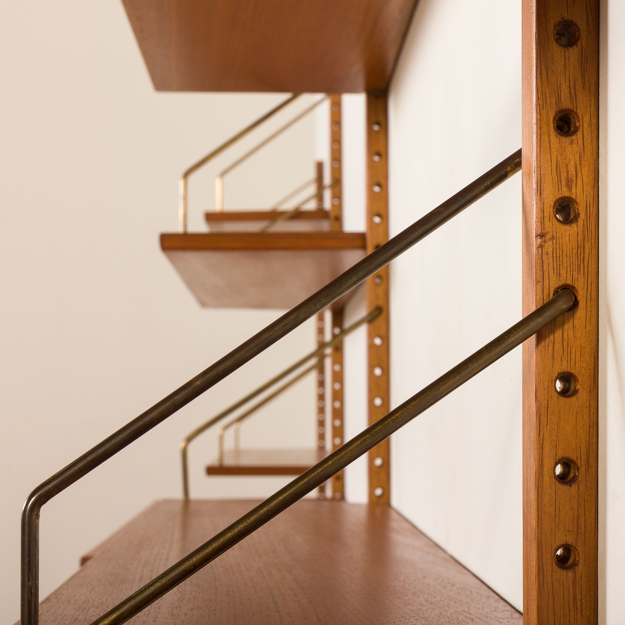 Hansen and Guldborg extra wide shelving unit in teak, 1960s