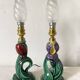Pair of flower slip lamps