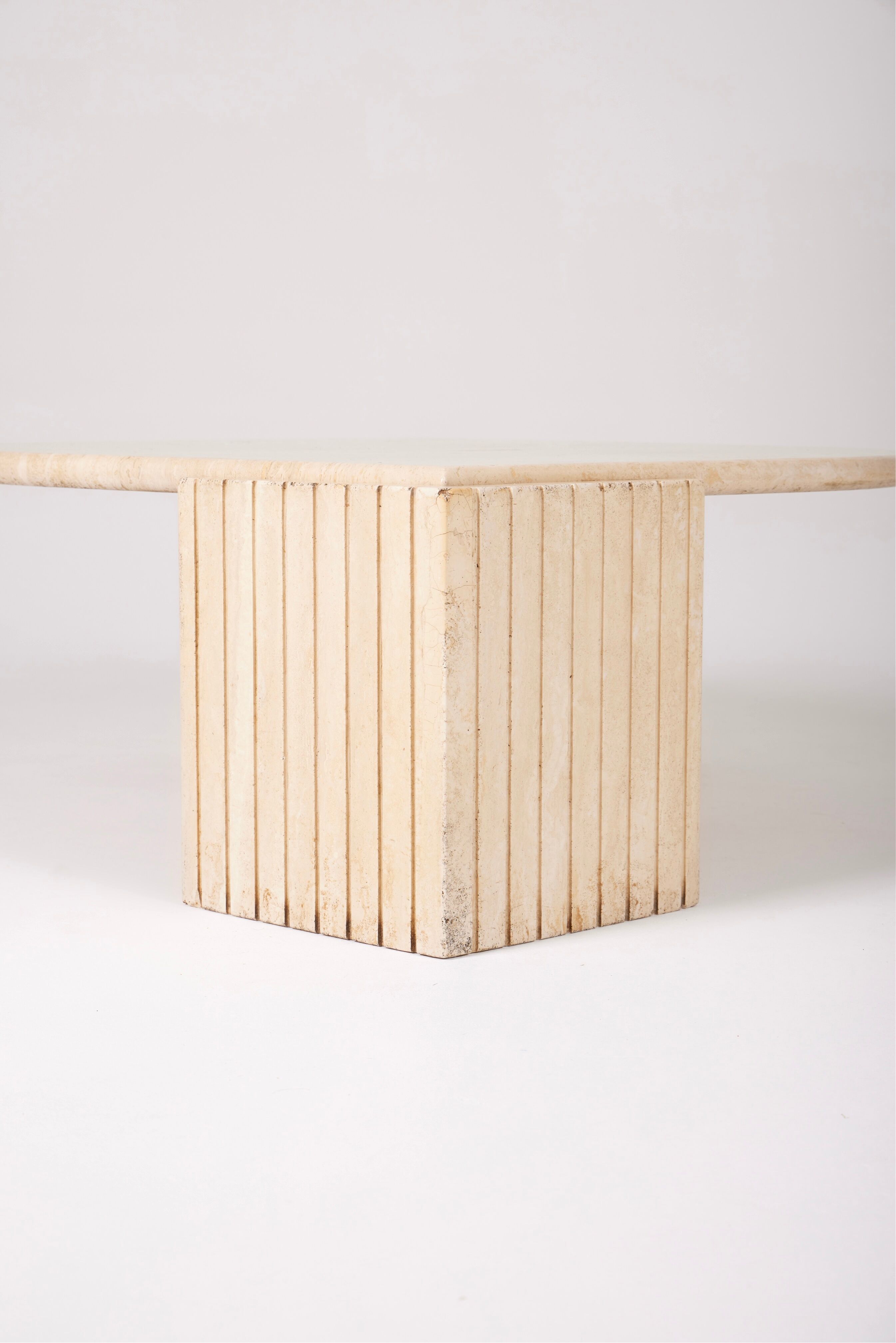 Travertine coffee table in eye shape, 1970s