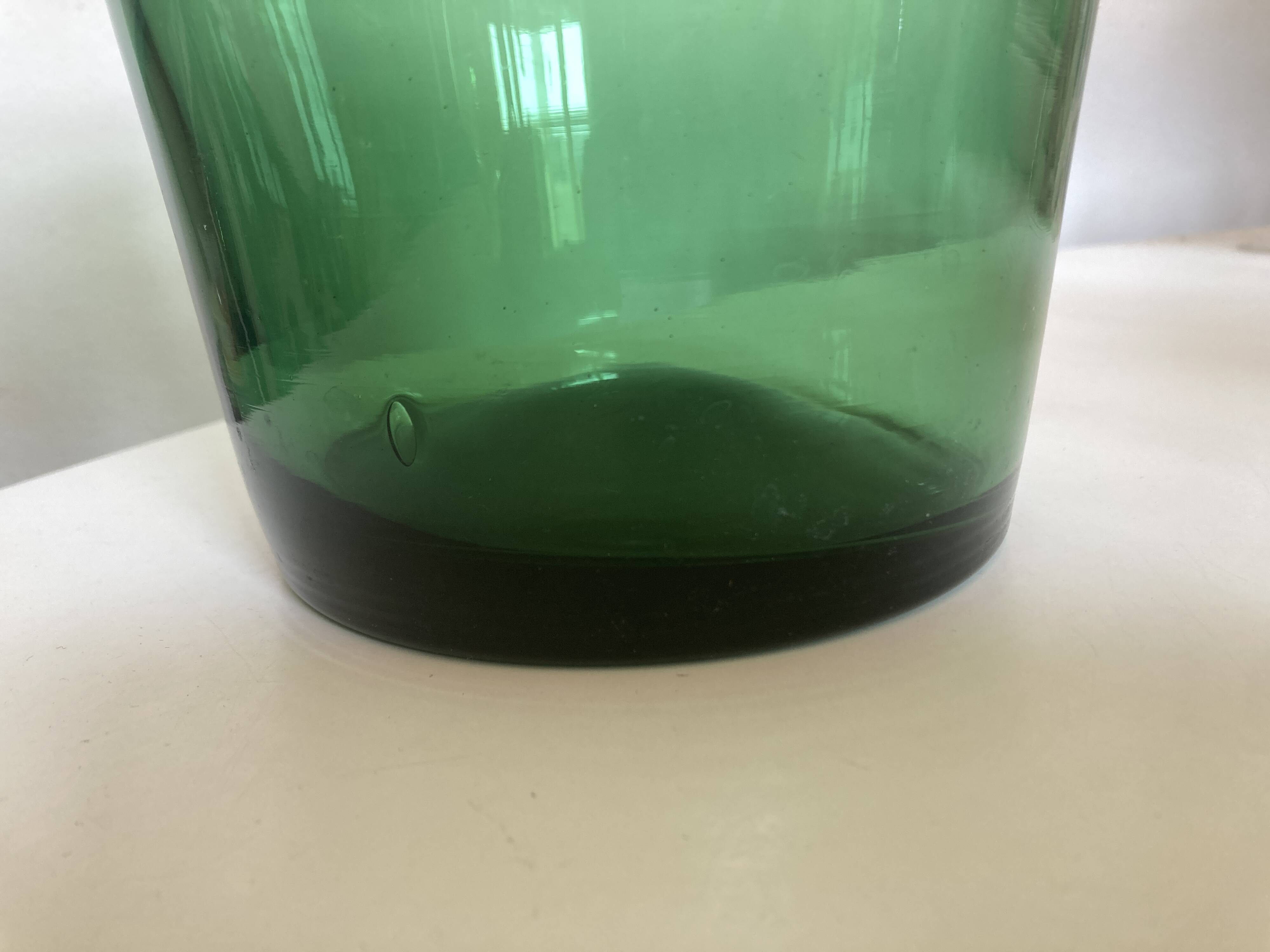 Green blown glass vase Empoli 1960 XXL Italian design