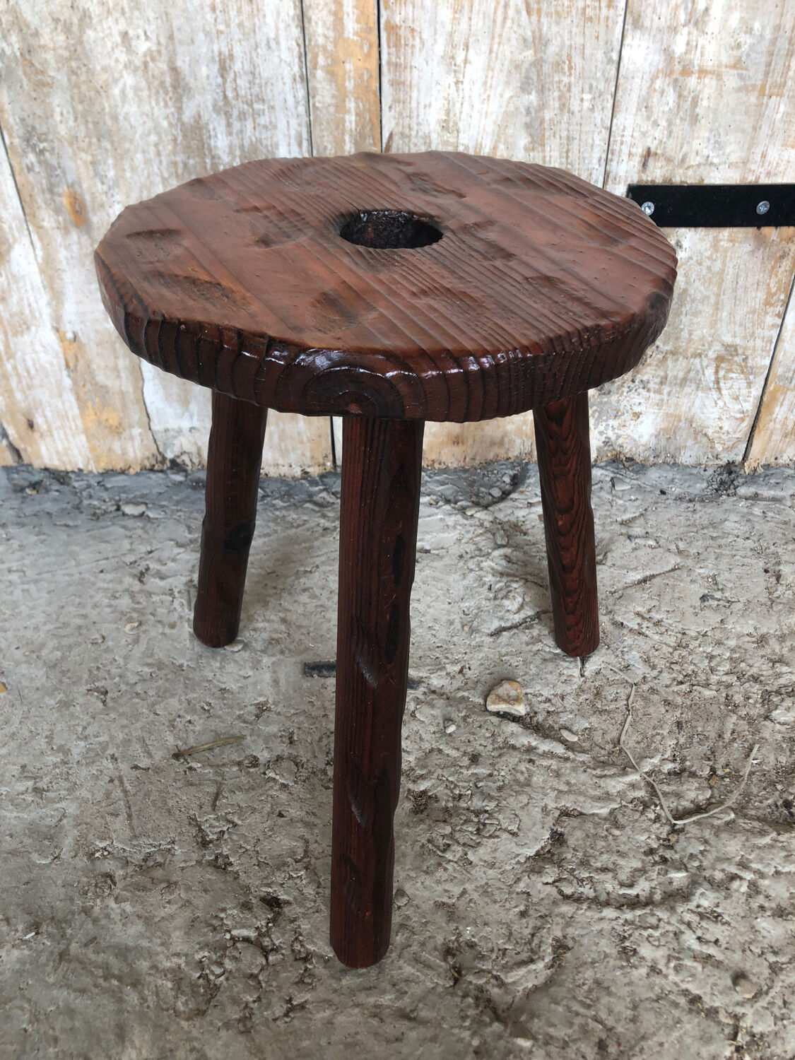Vintage wood picking stool #a227