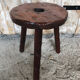 Tabouret de traite tripode bois vintage #a227