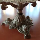 Glass ashtray, silver metal base