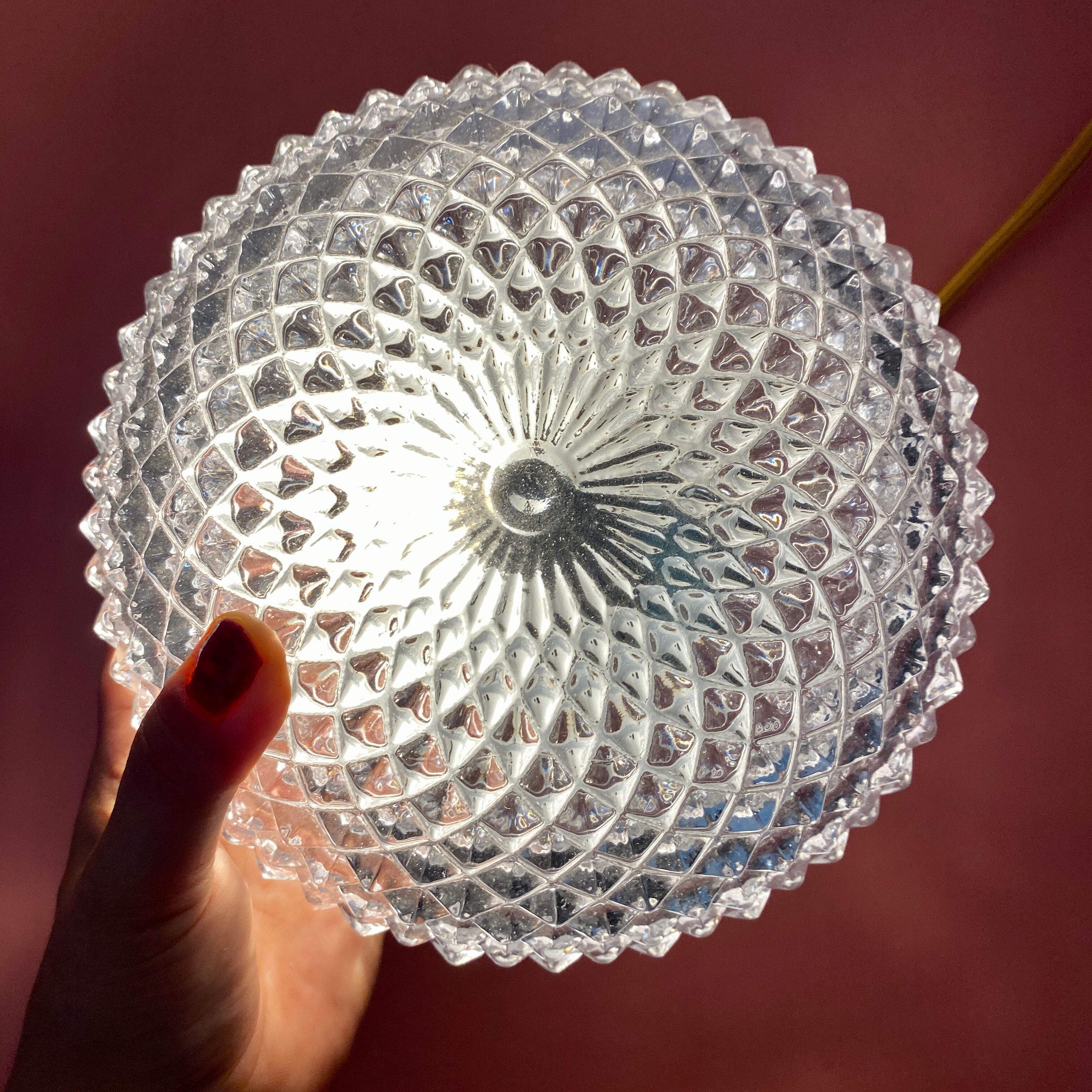 Vintage diamond-tipped glass wall lamp/ceiling lamp