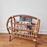 70s Rattan Magazine Rack - Vintage