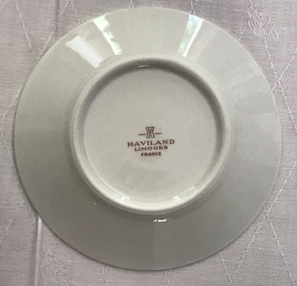 Service porcelaine café vintage, Haviland Limoges, décor herbe stylisée