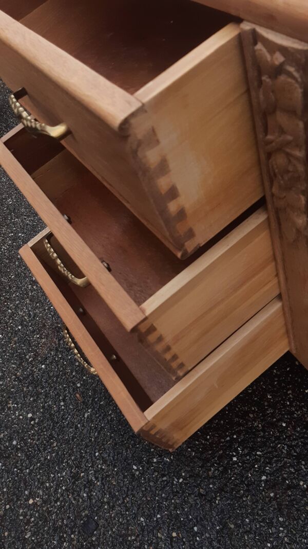 Buffet bas art déco chêne bois brut