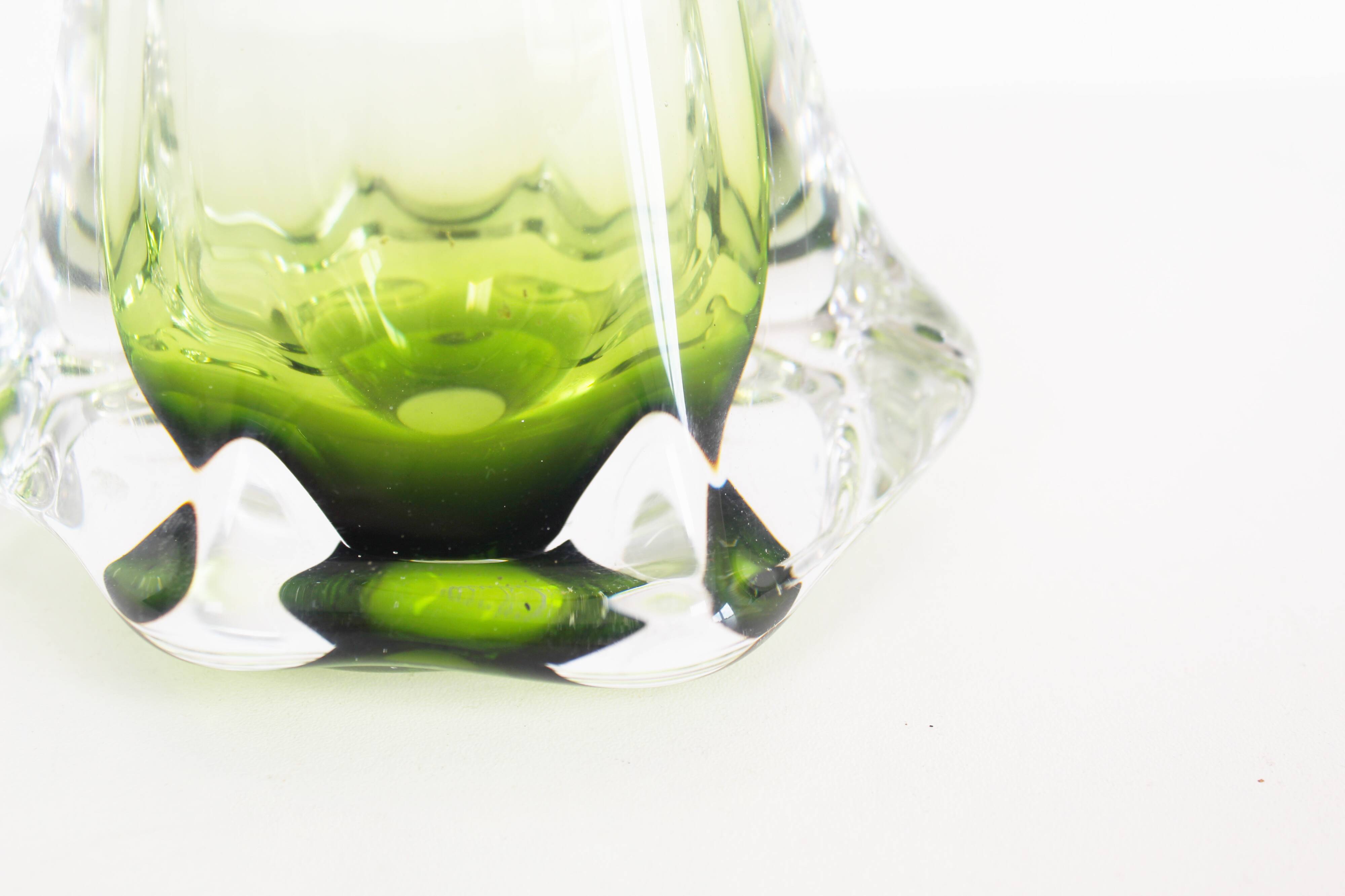 Vintage Belgian crystal glass table lamp by Val Saint Lambert