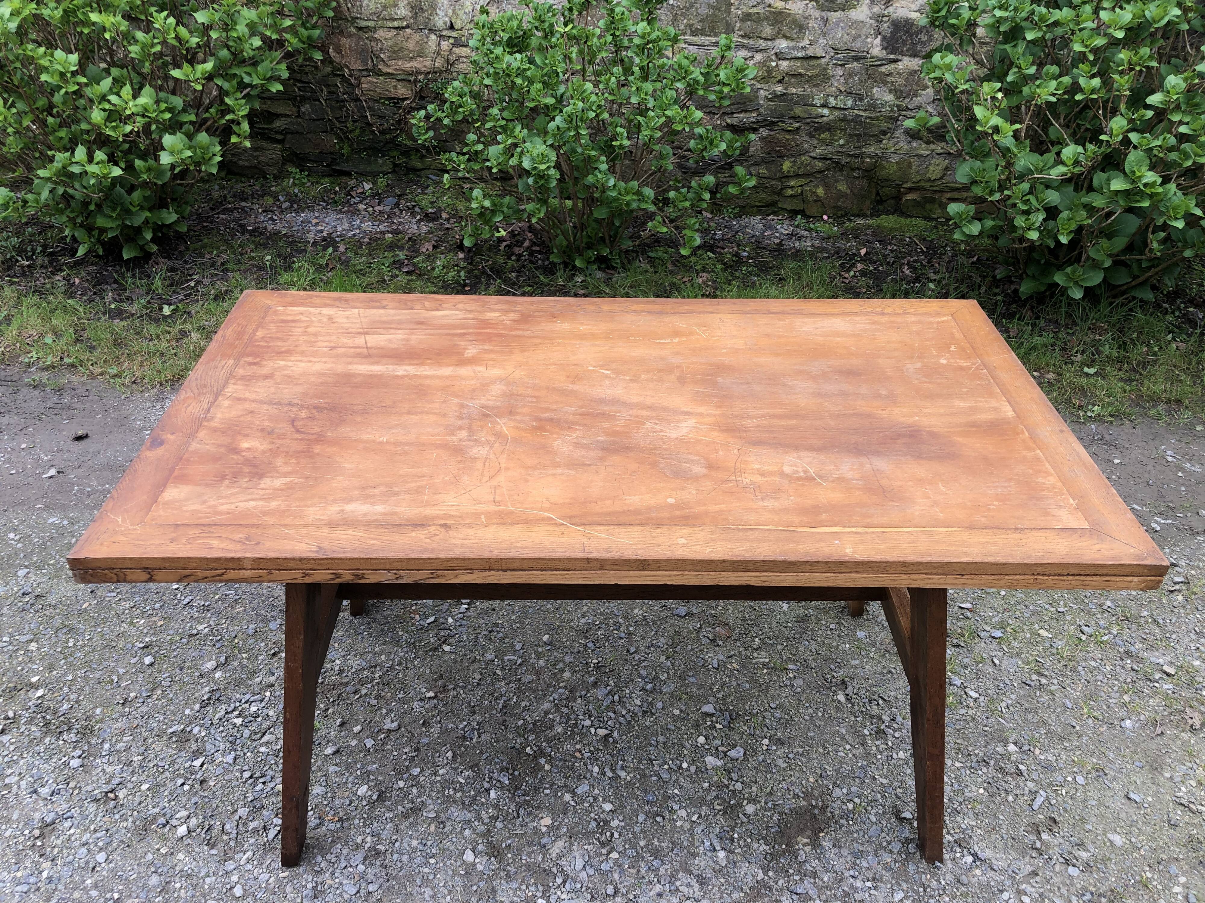 Vintage René Gabriel oak table from the reconstruction period.