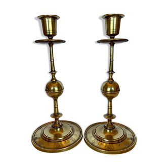 Paire de chandeliers bronze doré XVIIIè siècle