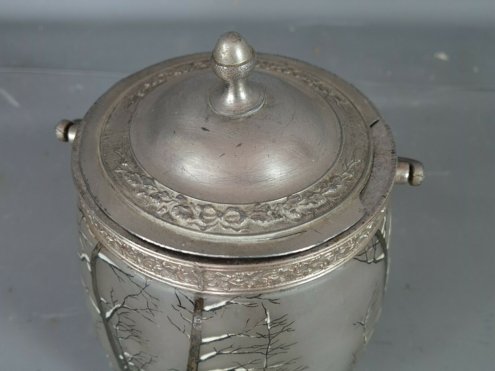 Former glazed glass biscuit maker decoration Vosges landscape of Legras, around 1900. SB