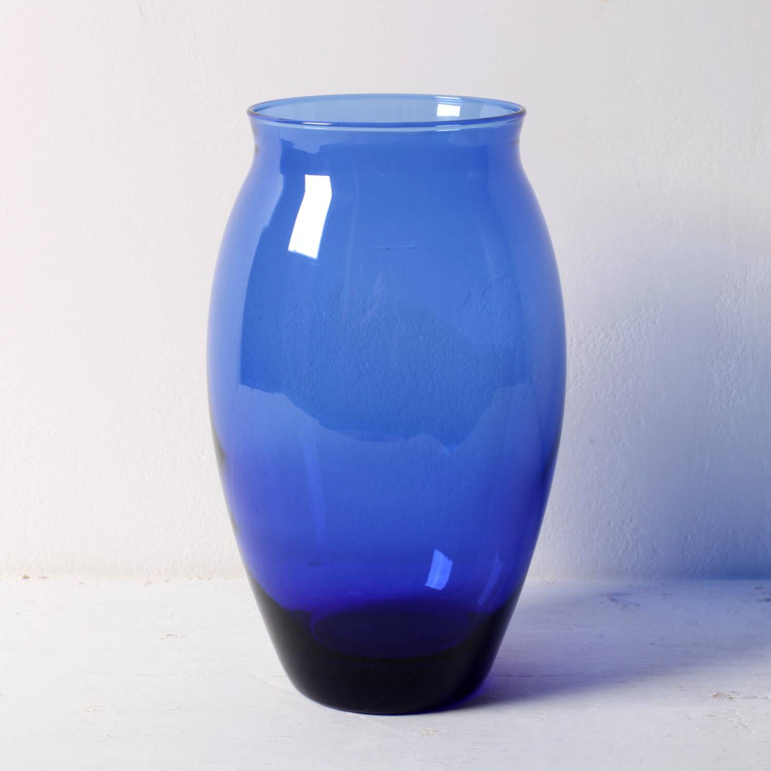 Cobalt Blue Vintage Glass Vase / Mid-century Home Decor / Italy / 1970s