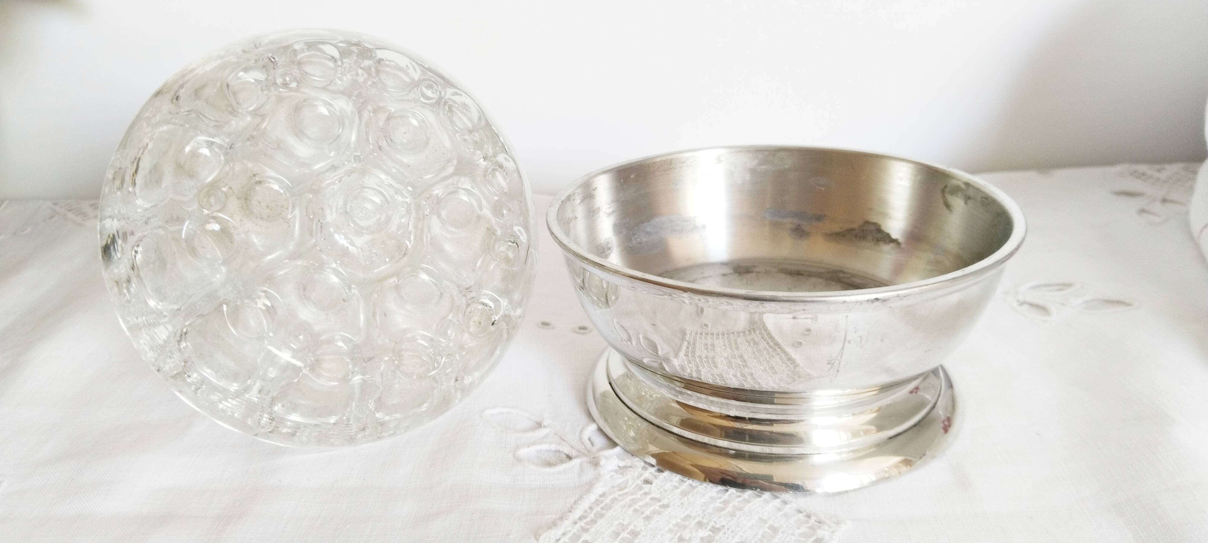 Pewter and crystal flower pick, "Les Etains du Manoir"