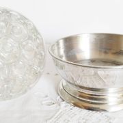 Pewter and crystal flower pick, "Les Etains du Manoir"