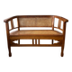 Art Deco wooden and cane bench