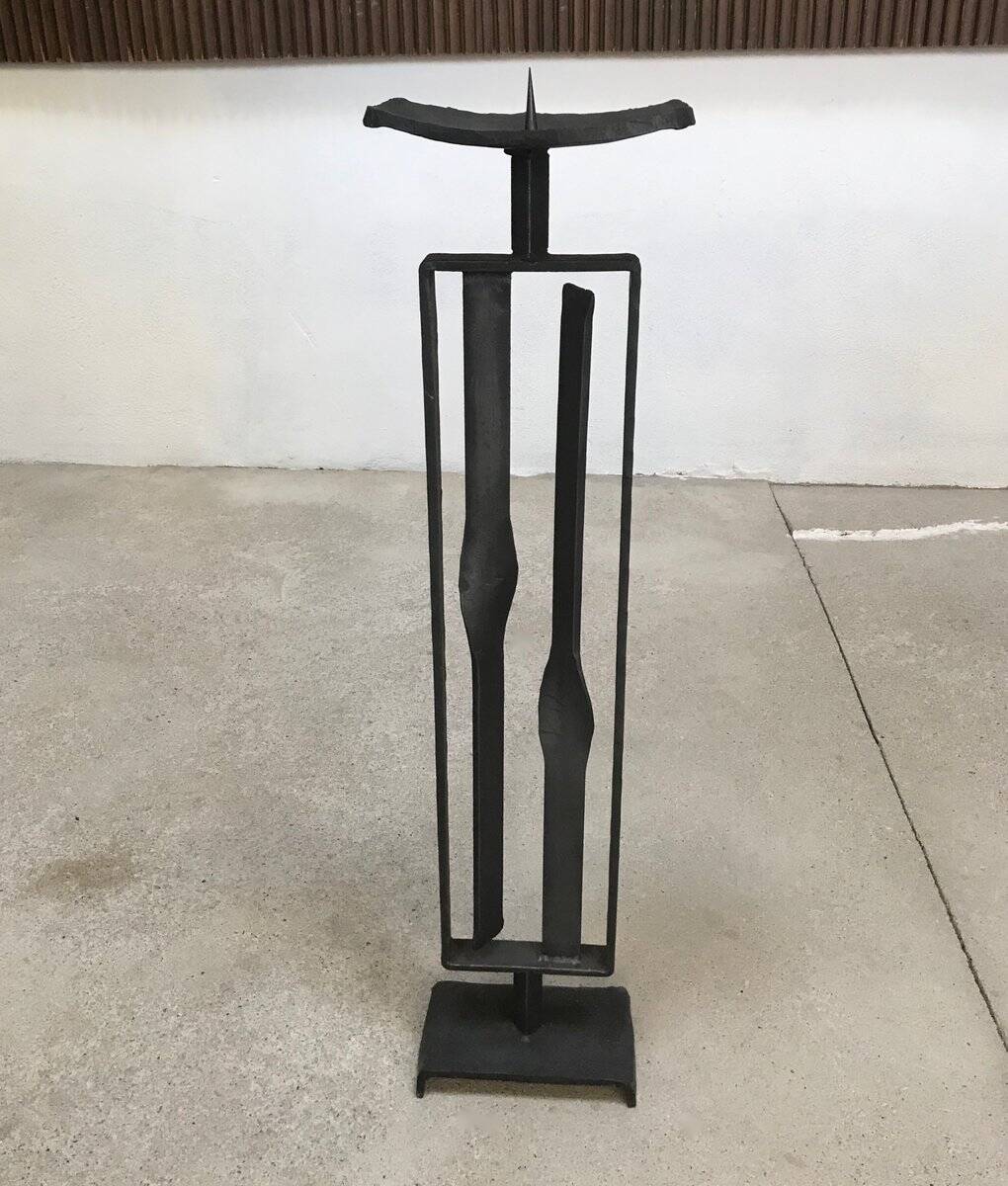 Sculptural brutalist candleholder in wrought iron, GDR / Germany, 1960s