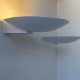 Paire d'appliques vintage moderniste Disderot métal laqué blanc France 1970