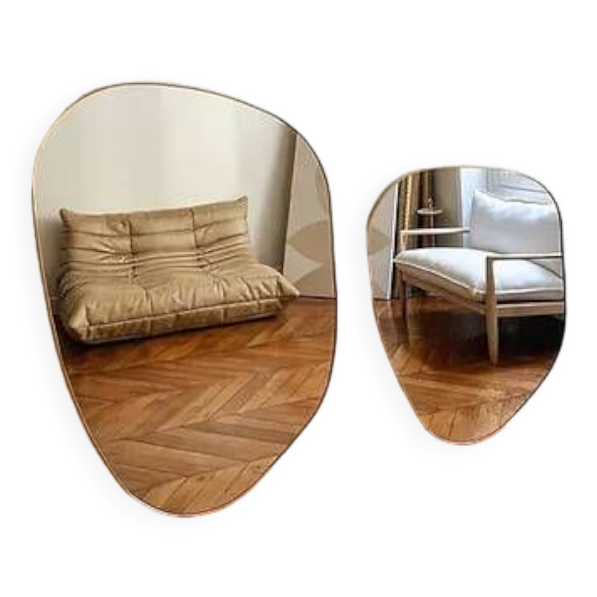 Large organic dune mirror - gold