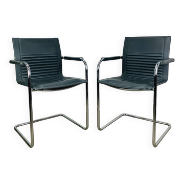 Paire de fauteuils Dialog par Walter Knoll pour Art Collection, cuir 