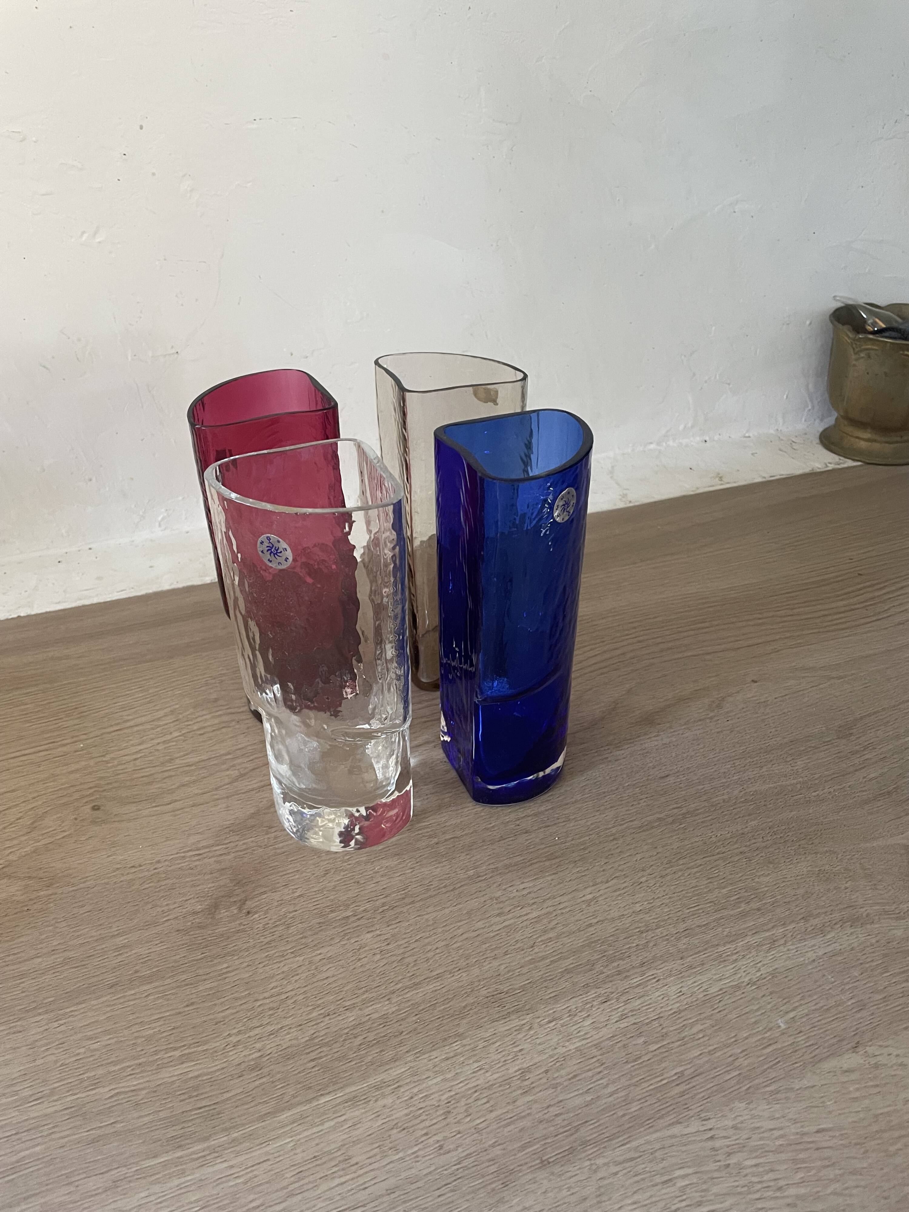 4 vintage coloured long drink glasses in Murano glass by Nason Moretti,