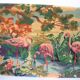 Ancienne tapisserie canevas fait groupe de flamands roses 102 cm déco vintage 1970