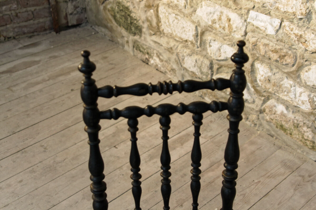 Napoleon III child chair, blackened wood,