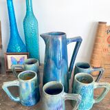 Rambervillers stoneware pitcher and cups