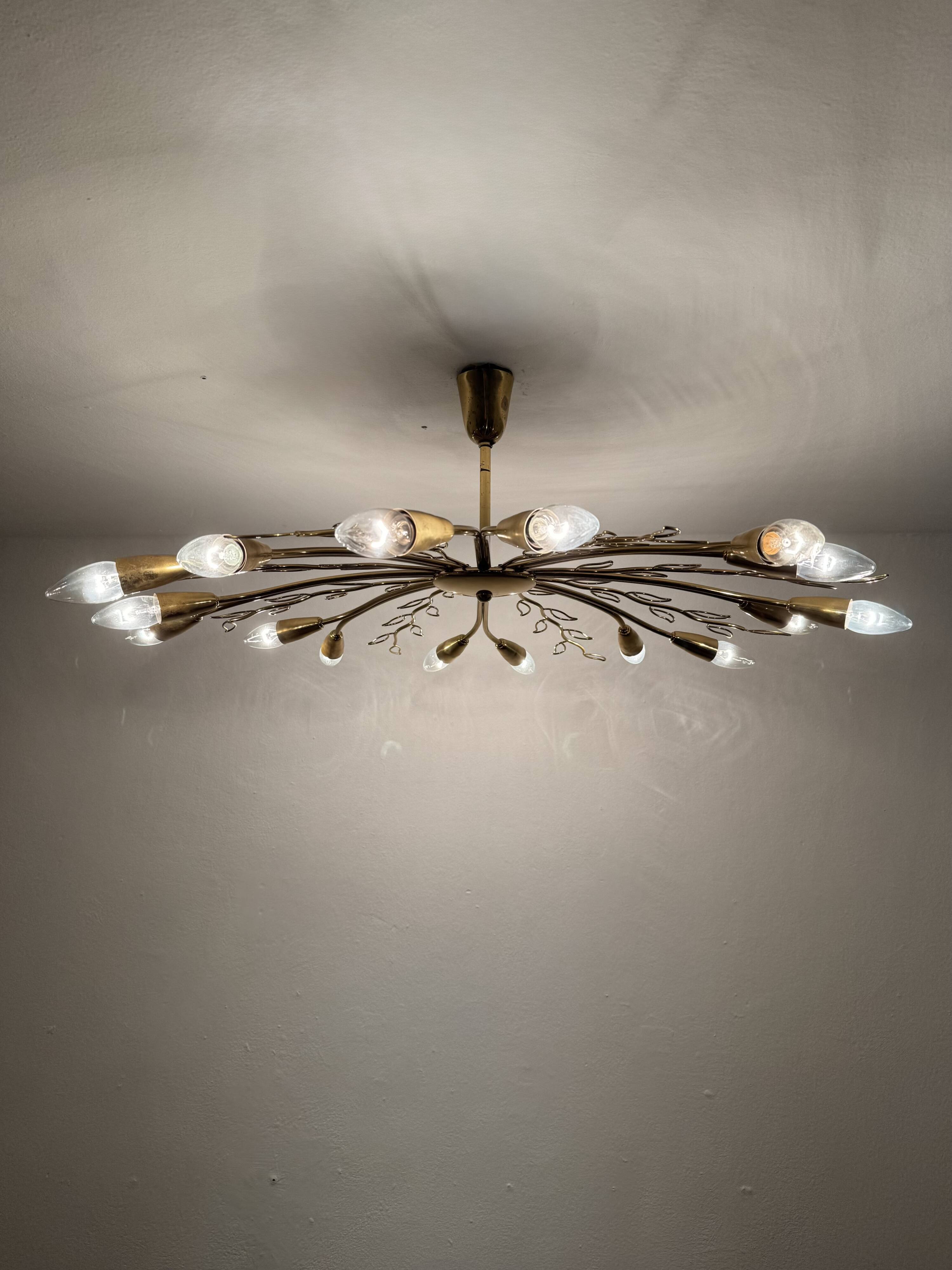 Large Austrian Brass Chandelier by Rupert Nikoll