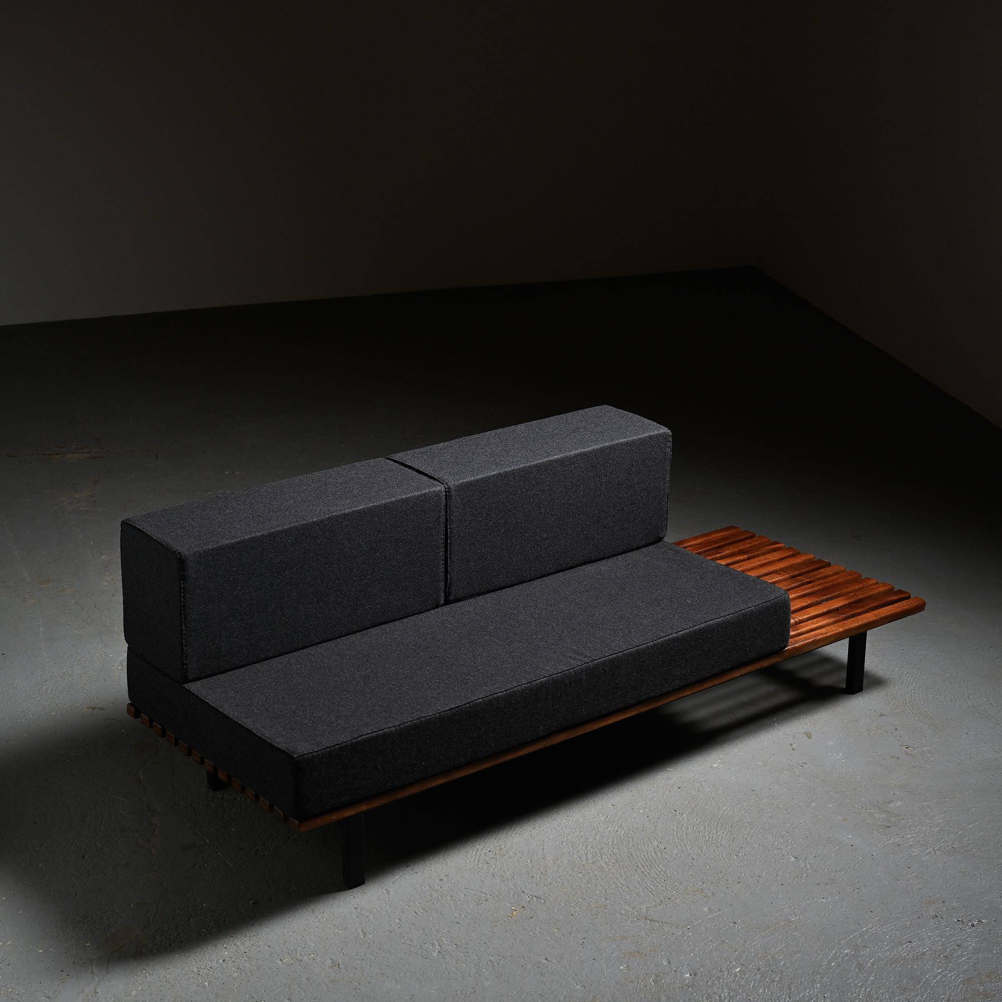 Cansado bench in mahogany by Charlotte Perriand, Mauritania, 1962