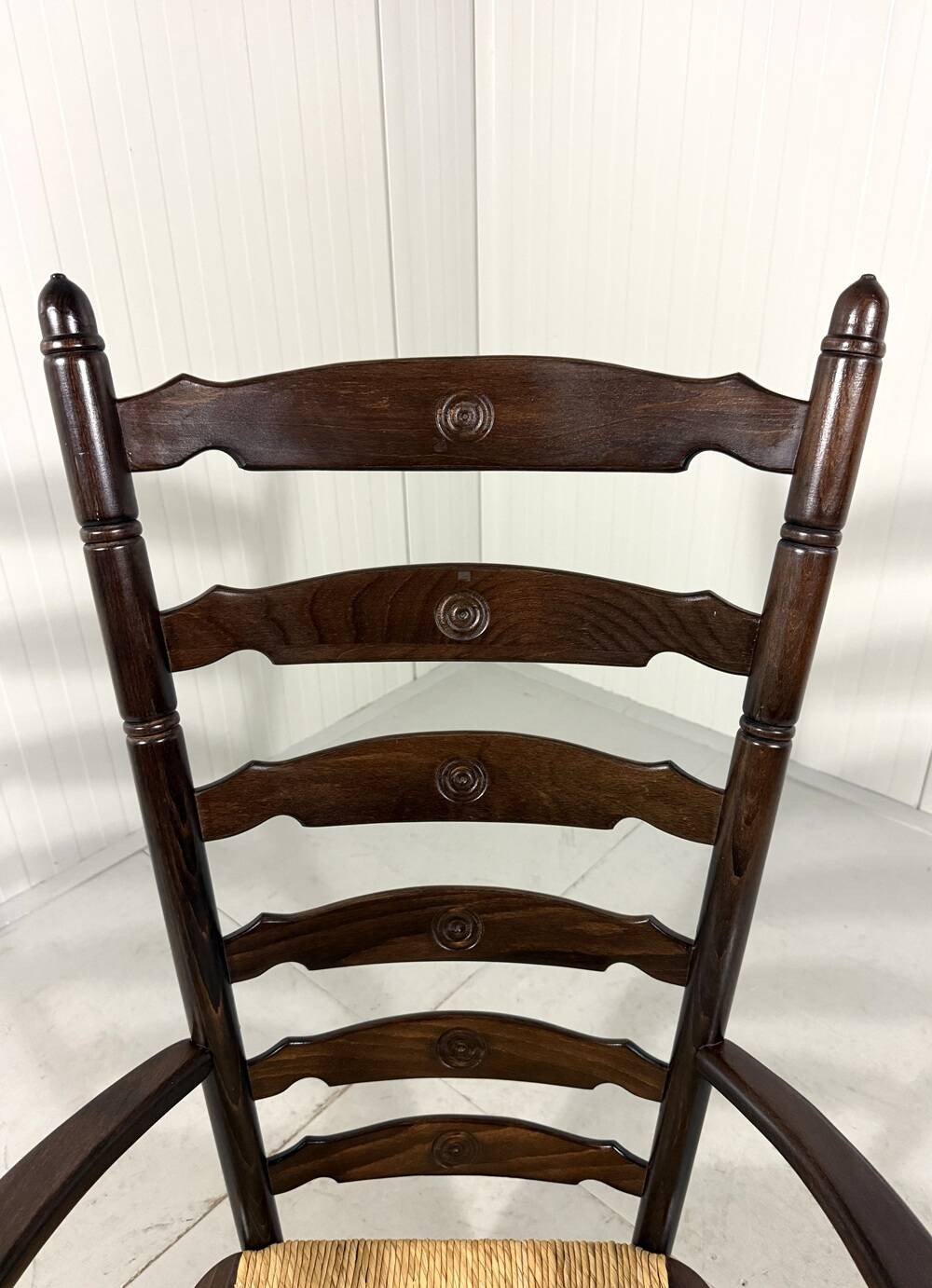 Rustic brutalist high ladder back arm chair 1960’s
