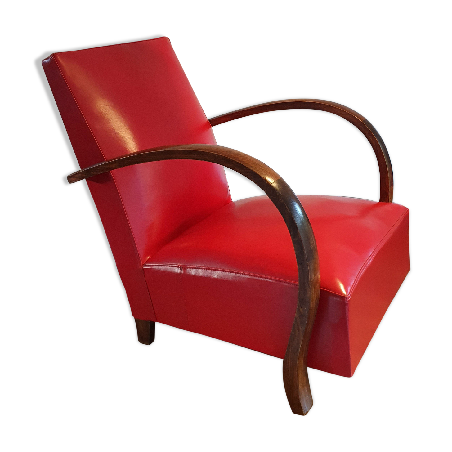 Armchair art deco skaï red
