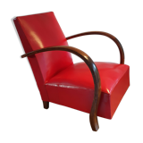 Armchair art deco skaï red