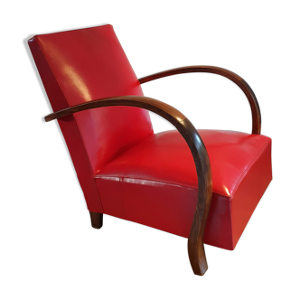 Armchair art deco skaï red