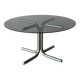 Italian round coffee table in chrome and smoked glass Giotto Stoppino style 1970