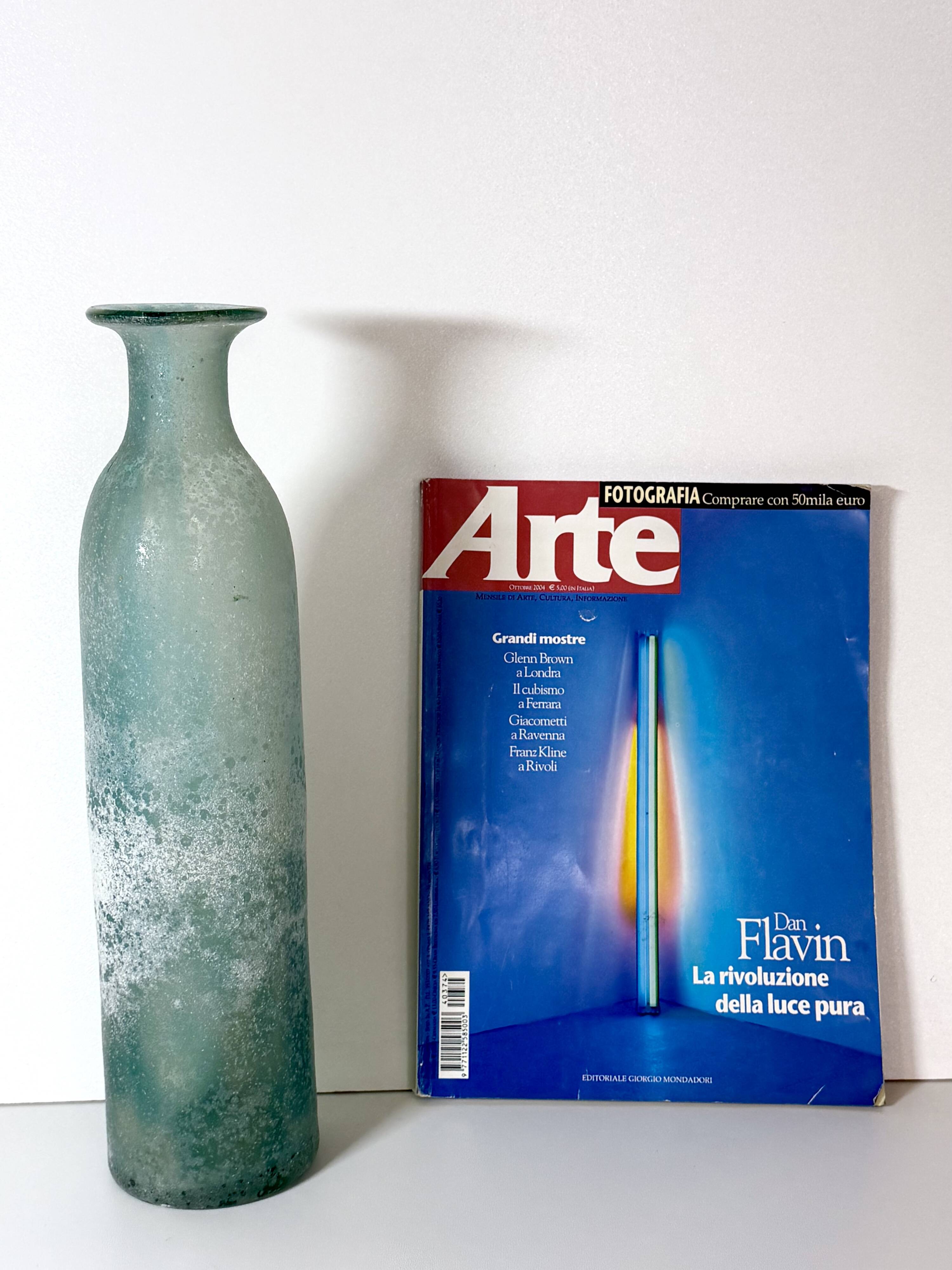 Teal Scavo Glass Bottle Vase attr. to Gino Cenedese, Italy