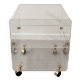 David Lange Plexiglas table on wheels