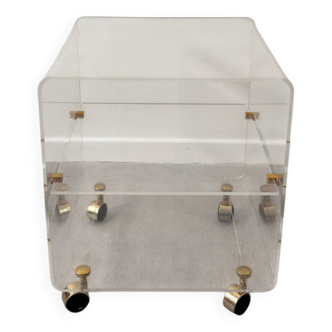 Table en Plexiglas à roulettes David Lange