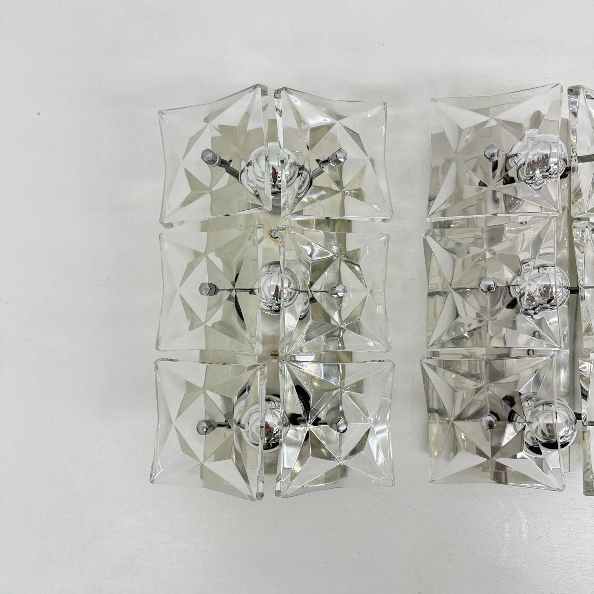 Set of 3 mid-century large crystal sconce by Kinkeldey, Germany, 1970s