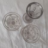 3 thick antique alcohol glasses bubbled deceptive bistro glass 19th