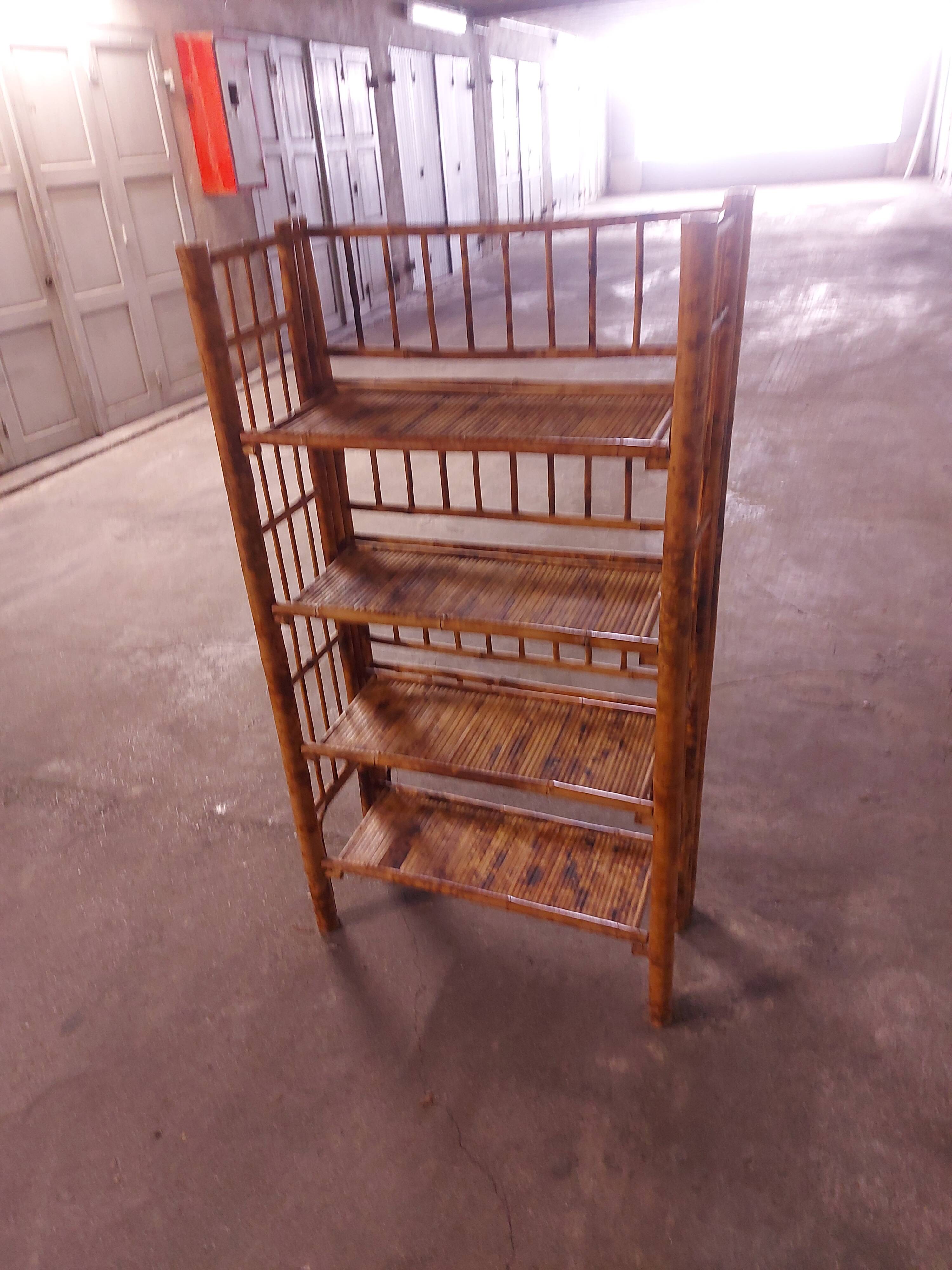 Vintage folding bamboo shelf