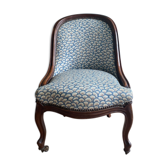 Chaise bergère bleu en acajou Epoque 19 ème