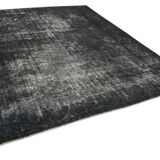 Hand-knotted oriental overdyed 312 cm x 356 cm black wool carpet