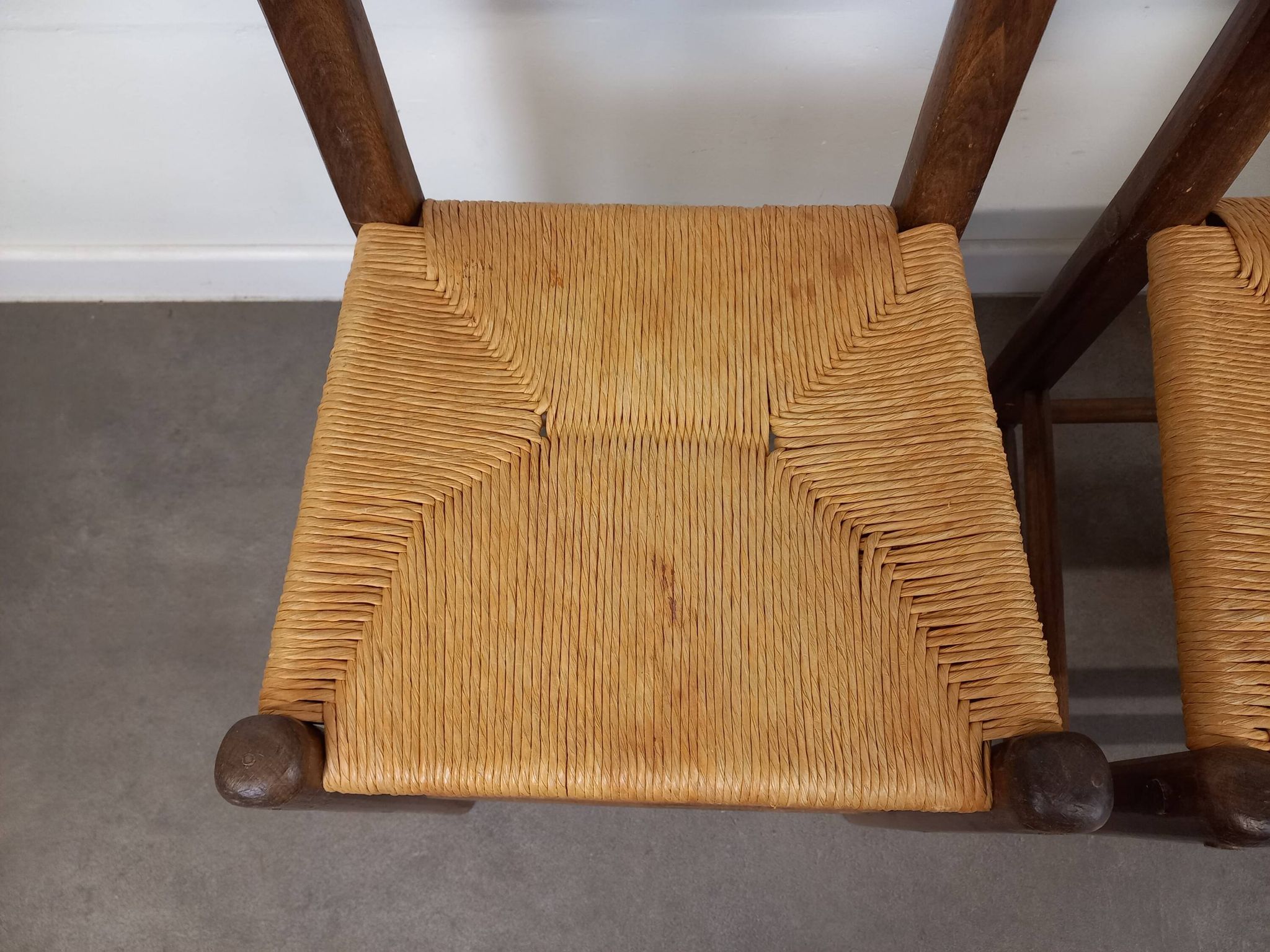 Straw brutalist chairs, set of 4