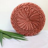 Round orange velvet cushion