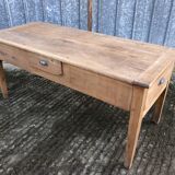 Antique solid cherry farmhouse table with 3 drawers and 1 pull out.