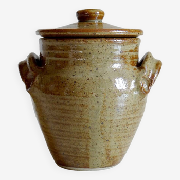 Small glazed pyrite stoneware pot